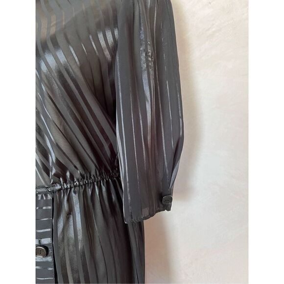 Vintage Sheer Black Dress 80s does 40s Chic Black Tie - Picture 3 of 7